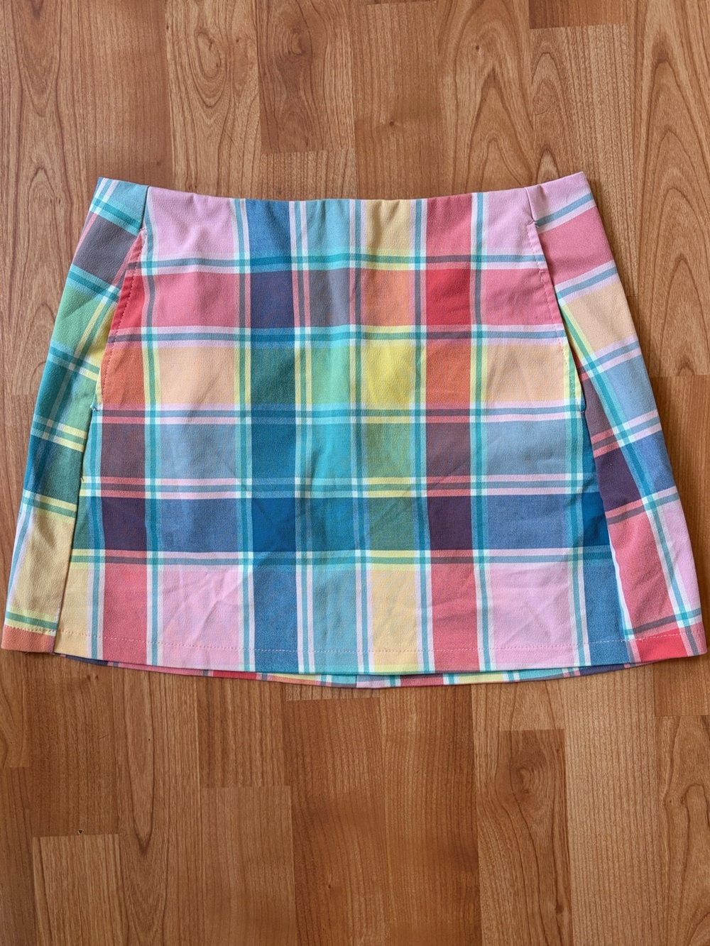 Urban Outfitters Pastel Plaid Mini Skirt with Pockets Small-Petite